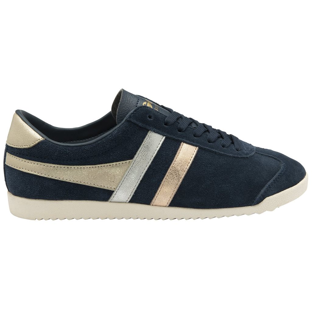 Gola Classics Bullet Mirror Trident Sneakers Azul Marino Plateados Dorados Mexico | LAB-287064
