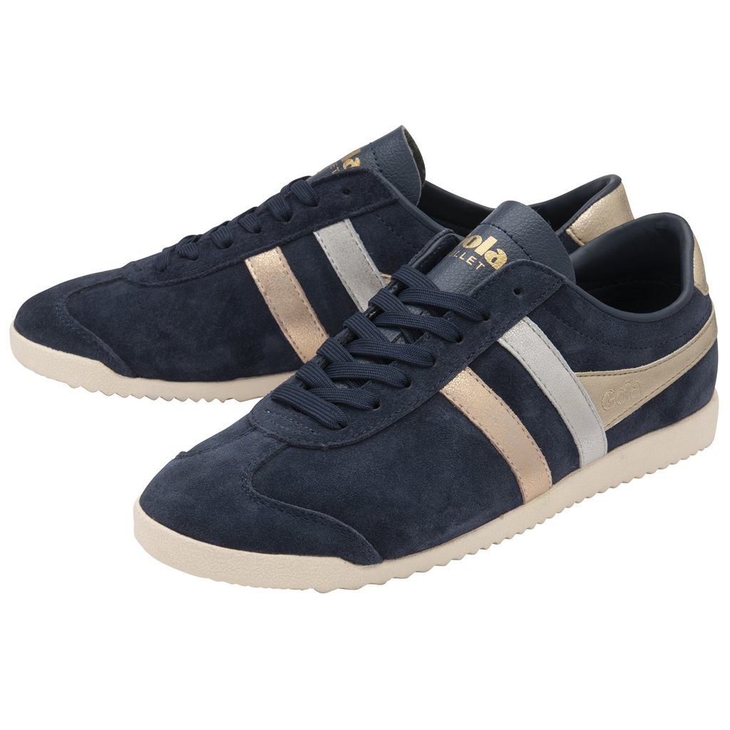 Gola Classics Bullet Mirror Trident Sneakers Azul Marino Plateados Dorados Mexico | LAB-287064