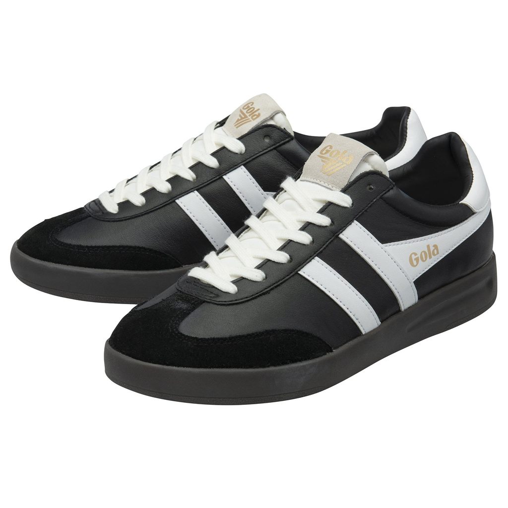 Gola Classics Cyclone Leather Sneakers Negros Blancos Azules Mexico | BHX-809534