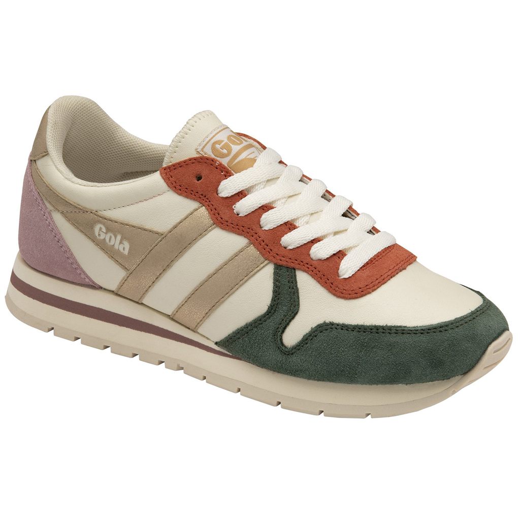 Gola Classics Daytona Quadrant Sneakers Blancos Dorados Rosas Mexico | ROJ-723045