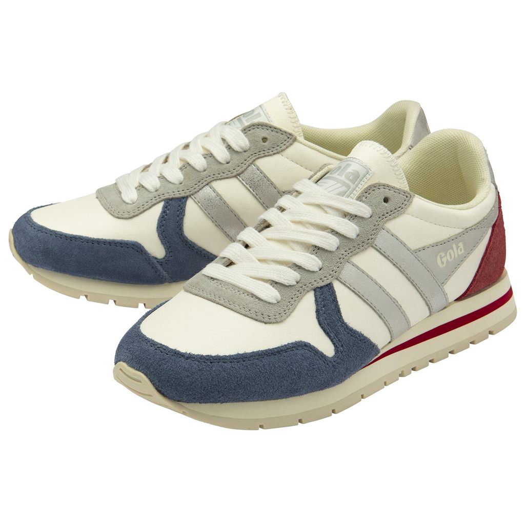Gola Classics Daytona Quadrant Sneakers Blancos Plateados Rojos Oscuro Mexico | HPU-951324