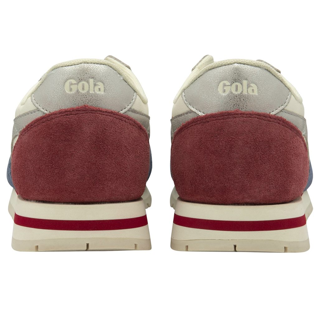 Gola Classics Daytona Quadrant Sneakers Blancos Plateados Rojos Oscuro Mexico | HPU-951324