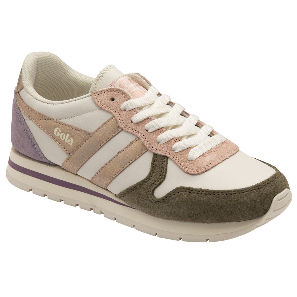Gola Classics Daytona Quadrant Sneakers Blancos Kaki Rosas Dorados Mexico | VEQ-398501