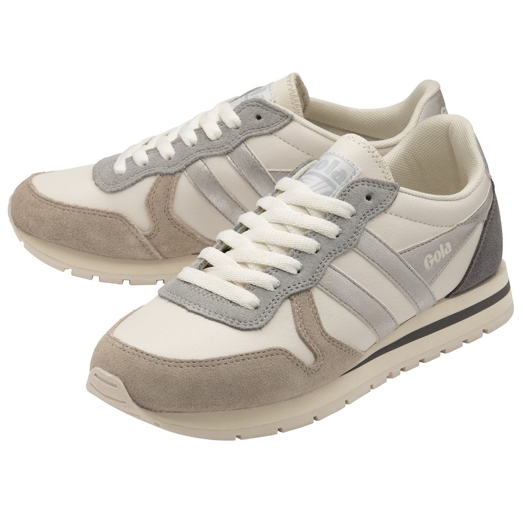 Gola Classics Daytona Quadrant Sneakers Blancos Grises Plateados Mexico | EIQ-426859