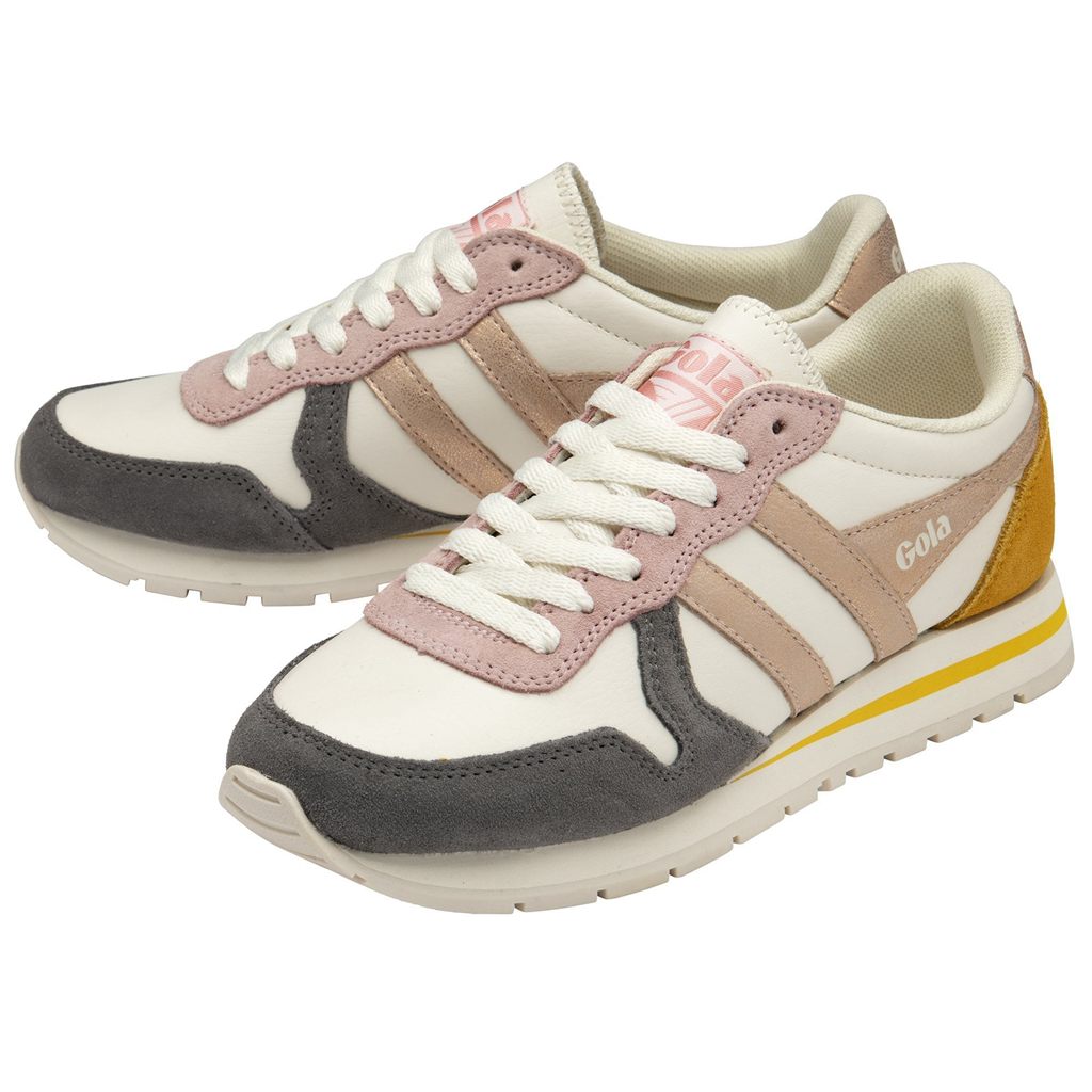 Gola Classics Daytona Quadrant Sneakers Blancos Rosas Dorados Mexico | OQC-156743
