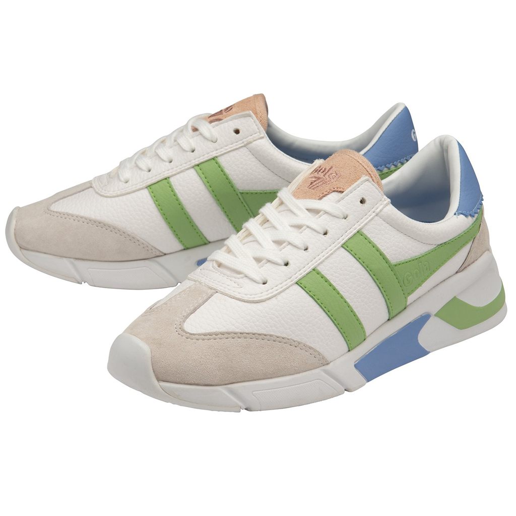 Gola Classics Eclipse California Sneakers Blancos Verdes Azules Mexico | ZCQ-394527