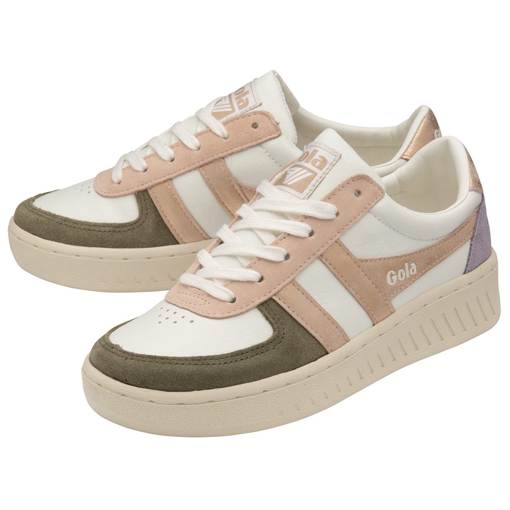Gola Classics Grandslam Quadrant Sneakers Blancos Kaki Rosas Dorados Mexico | EUQ-320496