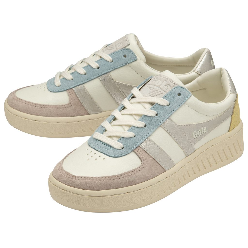 Gola Classics Grandslam Quadrant Sneakers Blancos Plateados Azules Mexico | FVS-453876