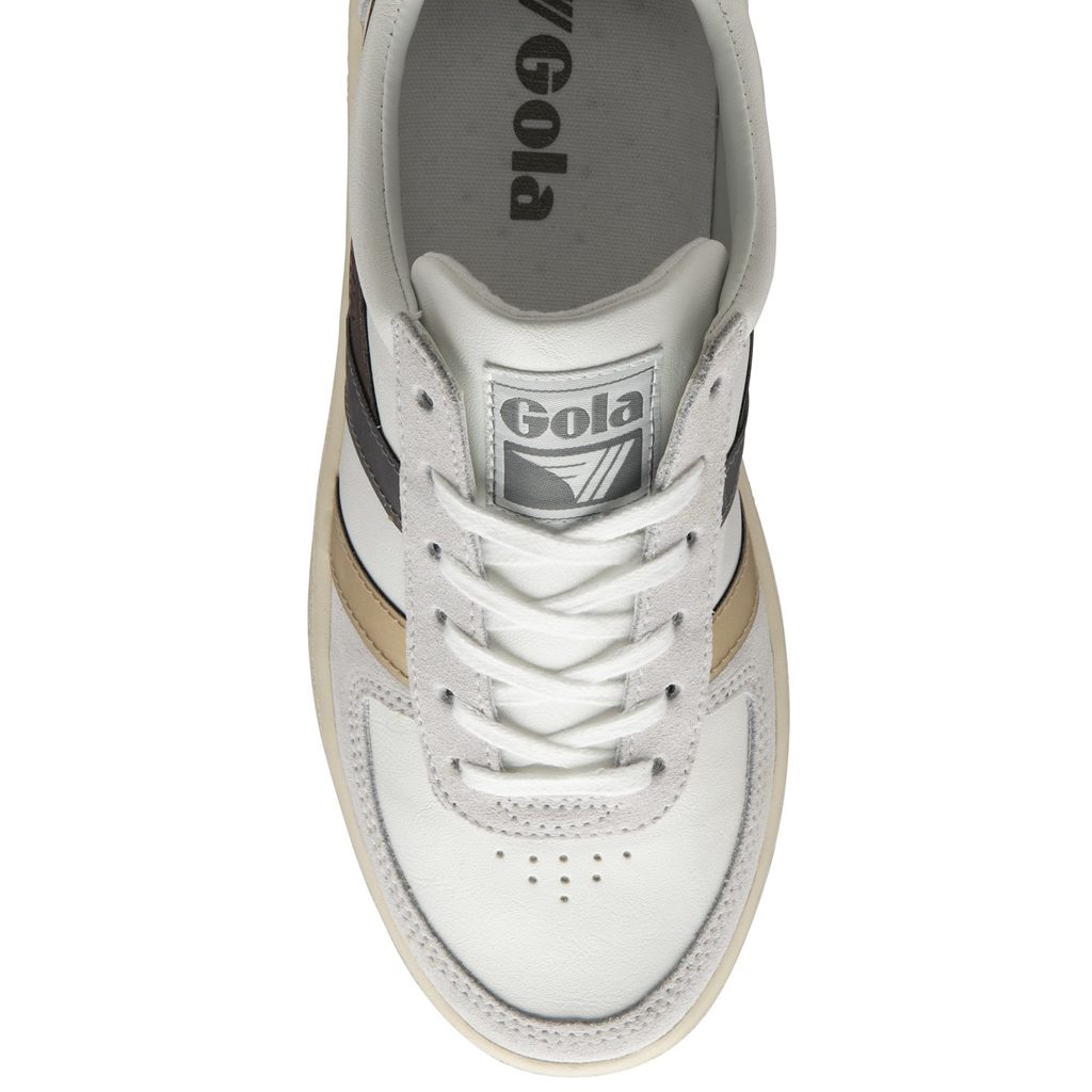 Gola Classics Grandslam Trident Metallic Sneakers Blancos Dorados Mexico | ZFO-502731