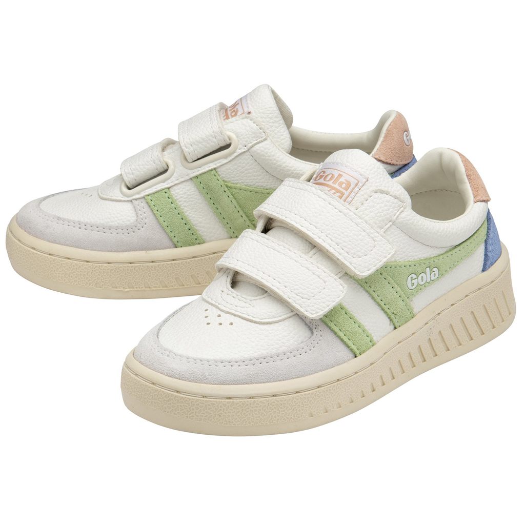 Gola Classics Grandslam Trident Strap Sneakers Blancos Verdes Rosas Mexico | JIC-964725