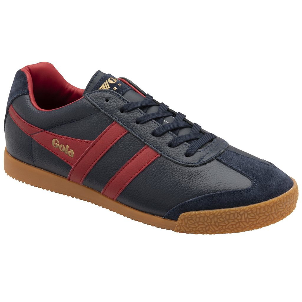 Gola Classics Harrier Leather Sneakers Azul Marino Rojos Oscuro Rojos Oscuro Mexico | KTX-684175