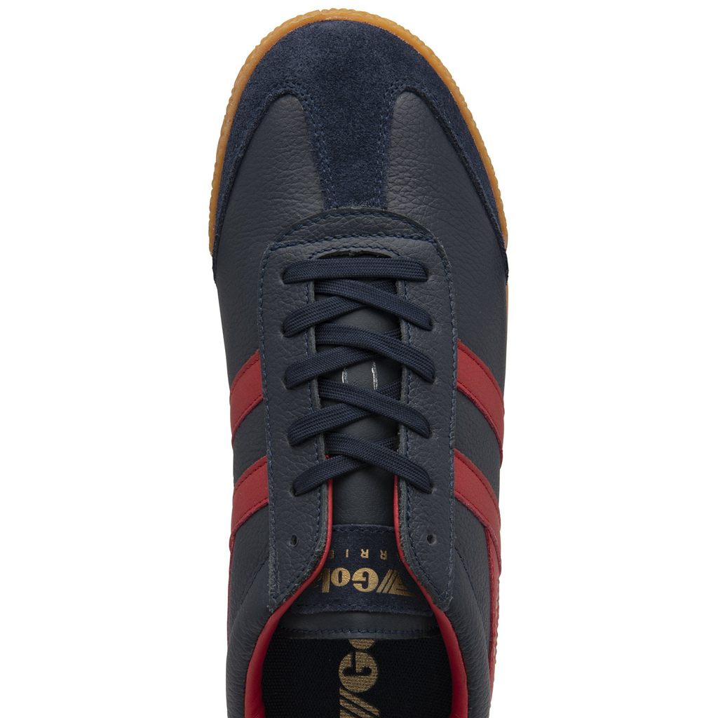 Gola Classics Harrier Leather Sneakers Azul Marino Rojos Oscuro Rojos Oscuro Mexico | KTX-684175