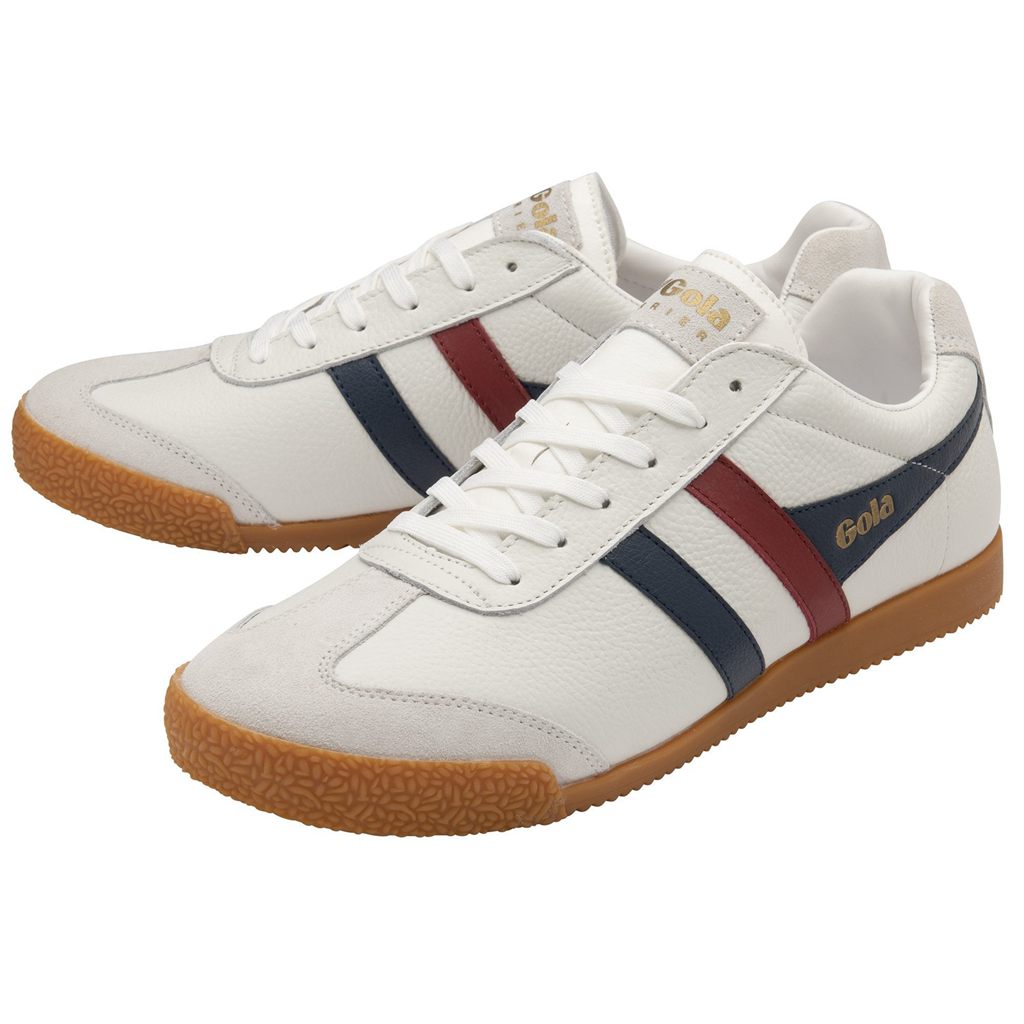 Gola Classics Harrier Leather Sneakers Blancos Azul Marino Rojos Mexico | SLK-548720