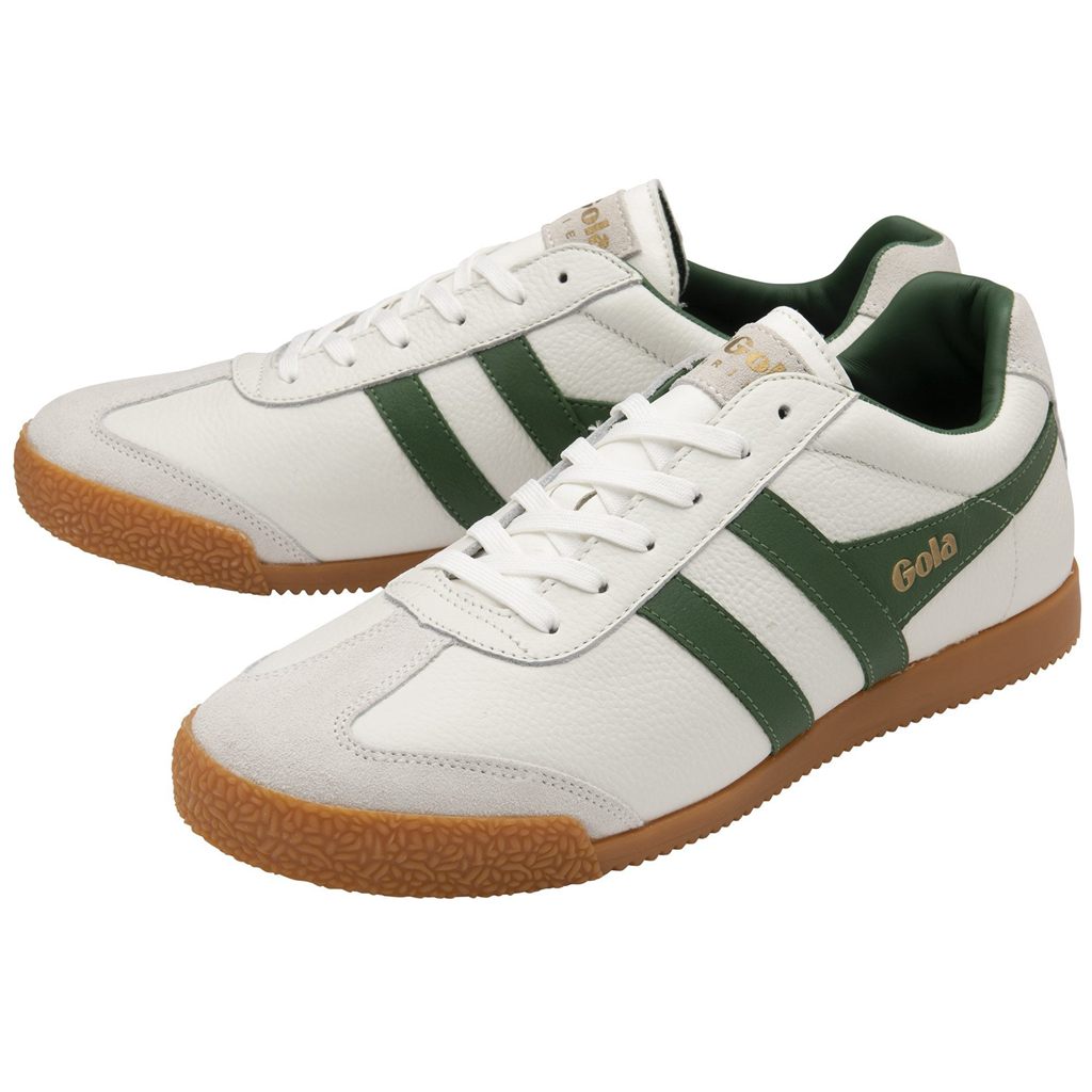 Gola Classics Harrier Leather Sneakers Blancos Verdes Verdes Mexico | NHR-467219