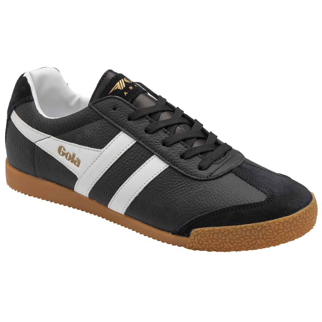 Gola Classics Harrier Leather Sneakers Negros Blancos Blancos Mexico | BCL-065734