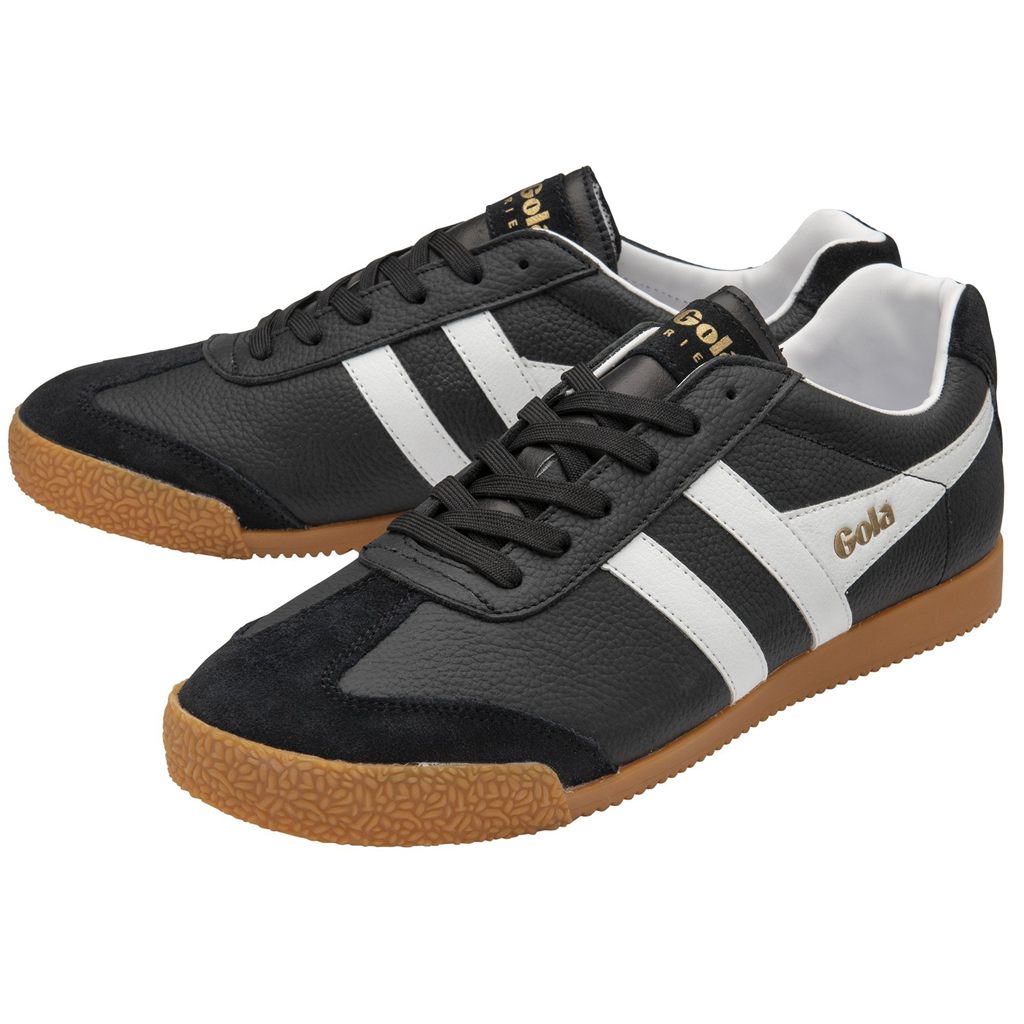 Gola Classics Harrier Leather Sneakers Negros Blancos Blancos Mexico | BCL-065734