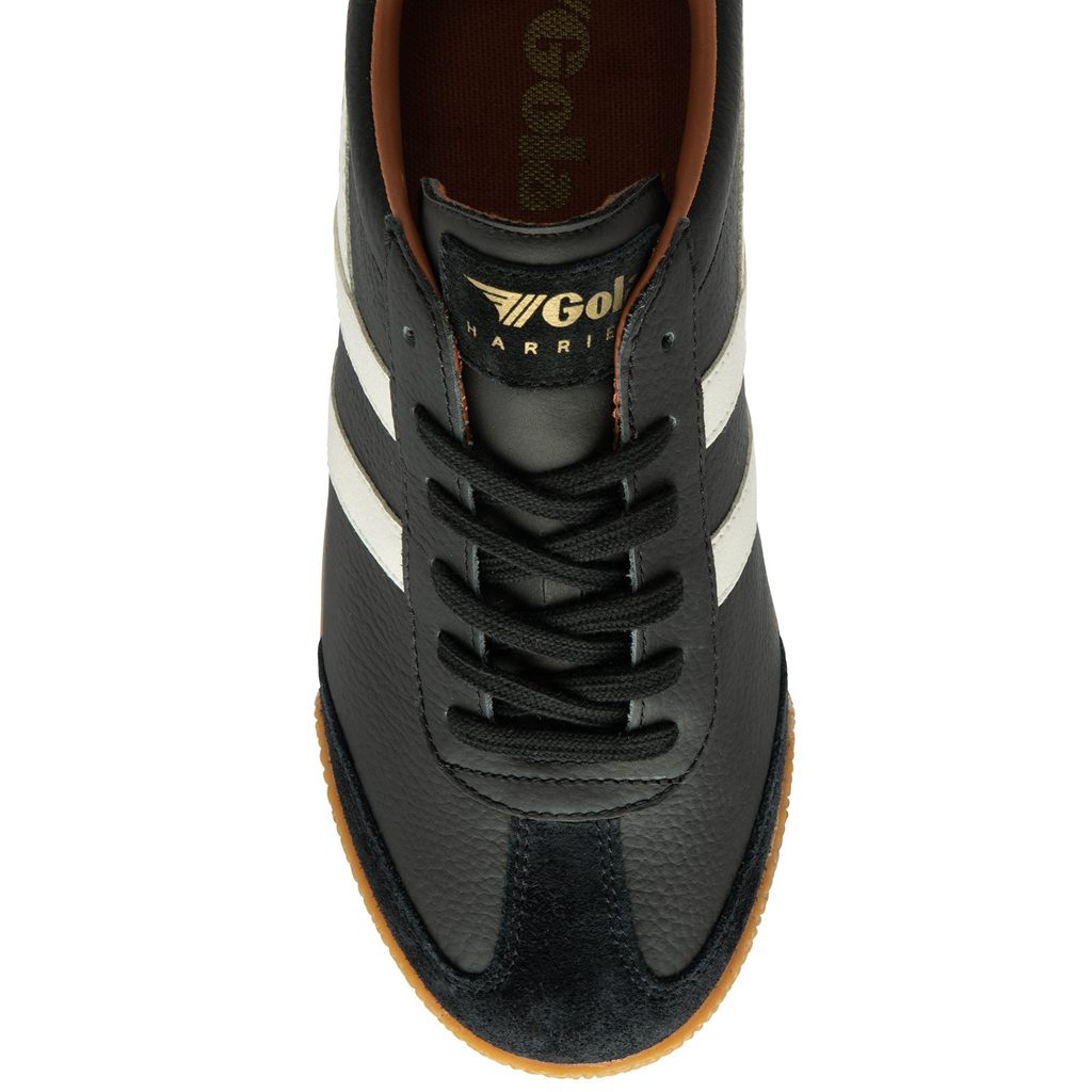 Gola Classics Harrier Leather Sneakers Negros Blancos Naranjas Mexico | UYL-054173
