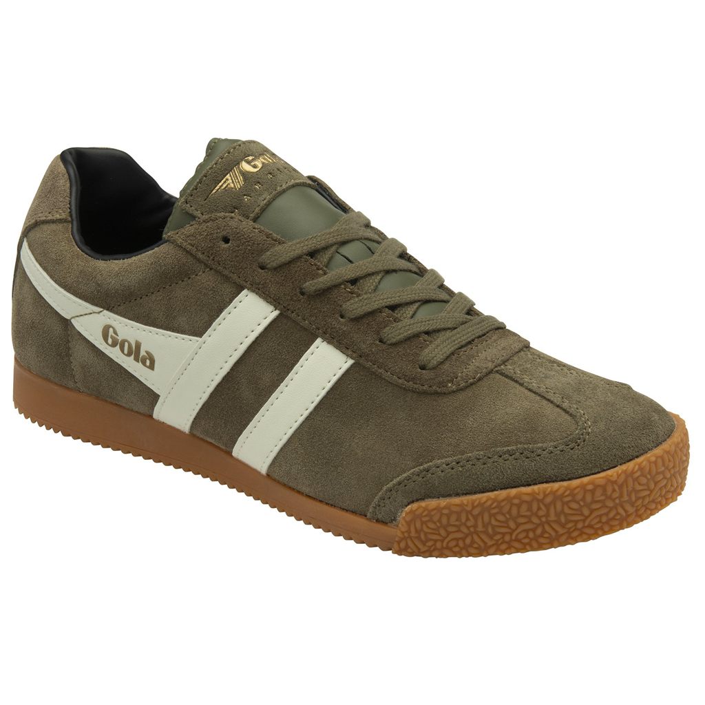 Gola Classics Harrier Suede Sneakers Kaki Blancos Negros Mexico | CKF-186754