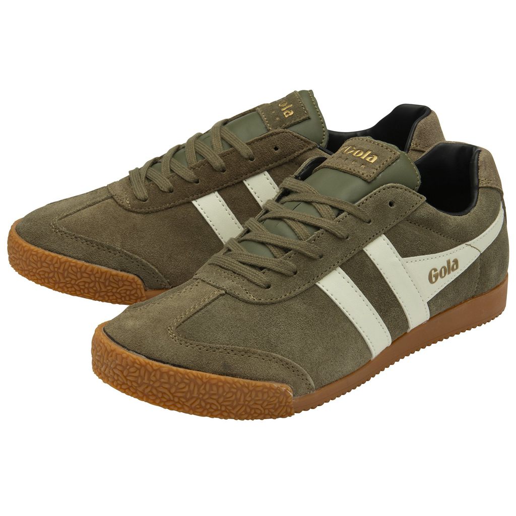 Gola Classics Harrier Suede Sneakers Kaki Blancos Negros Mexico | CKF-186754