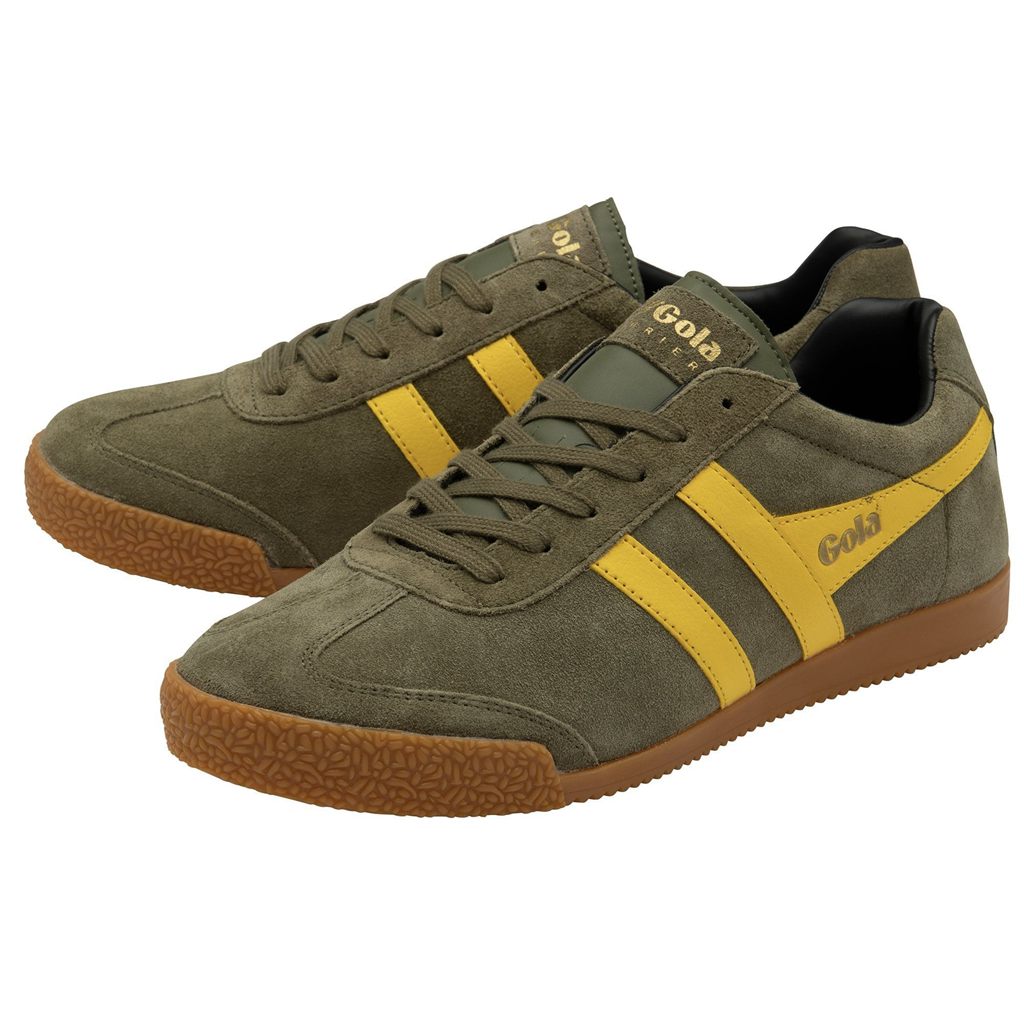 Gola Classics Harrier Suede Sneakers Kaki Negros Mexico | THE-934078