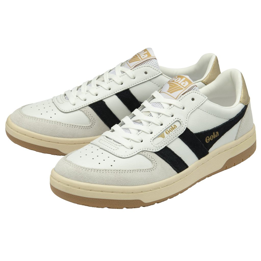 Gola Classics Hawk Sneakers Blancos Negros Dorados Mexico | ZBM-618439