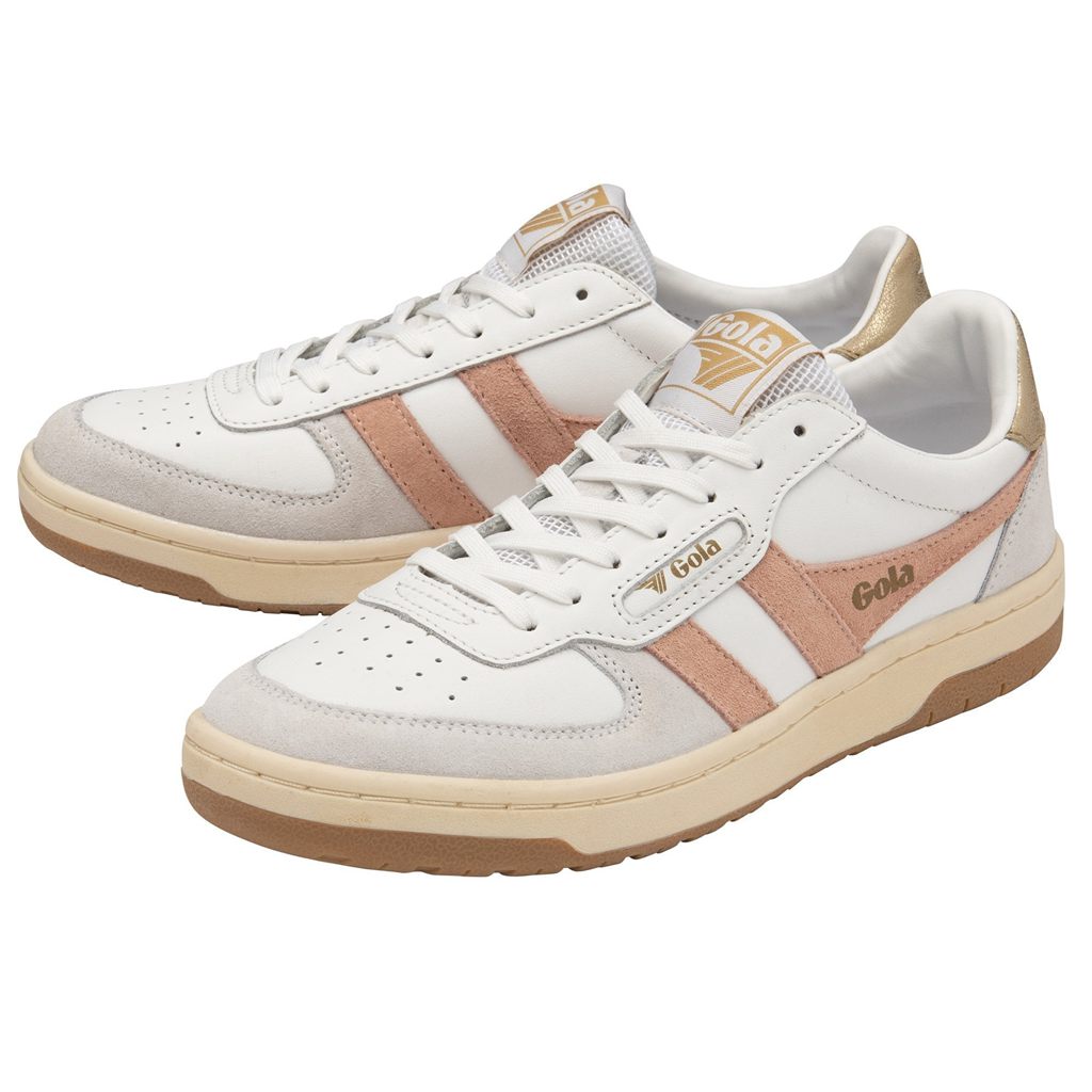 Gola Classics Hawk Sneakers Blancos Rosas Dorados Mexico | DTX-897306