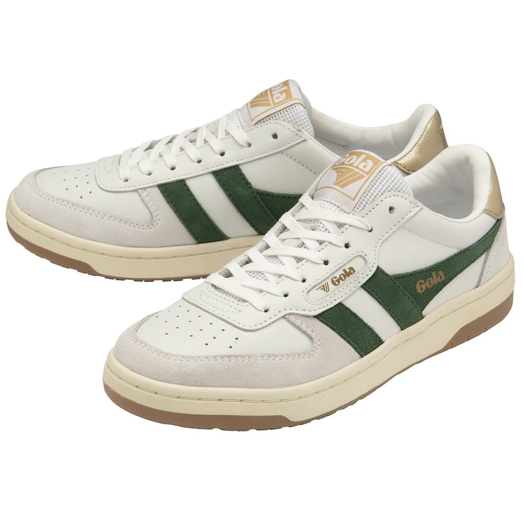 Gola Classics Hawk Sneakers Blancos Verdes Oscuro Dorados Mexico | SKA-593064