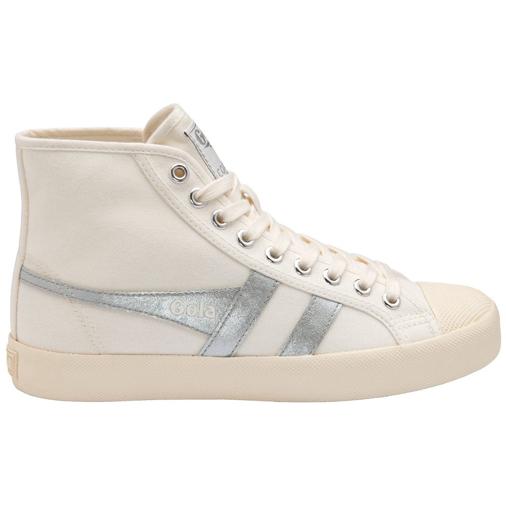 Gola Vegan Classics Coaster Flame High Sneakers Blancos Plateados Mexico | ILT-287054