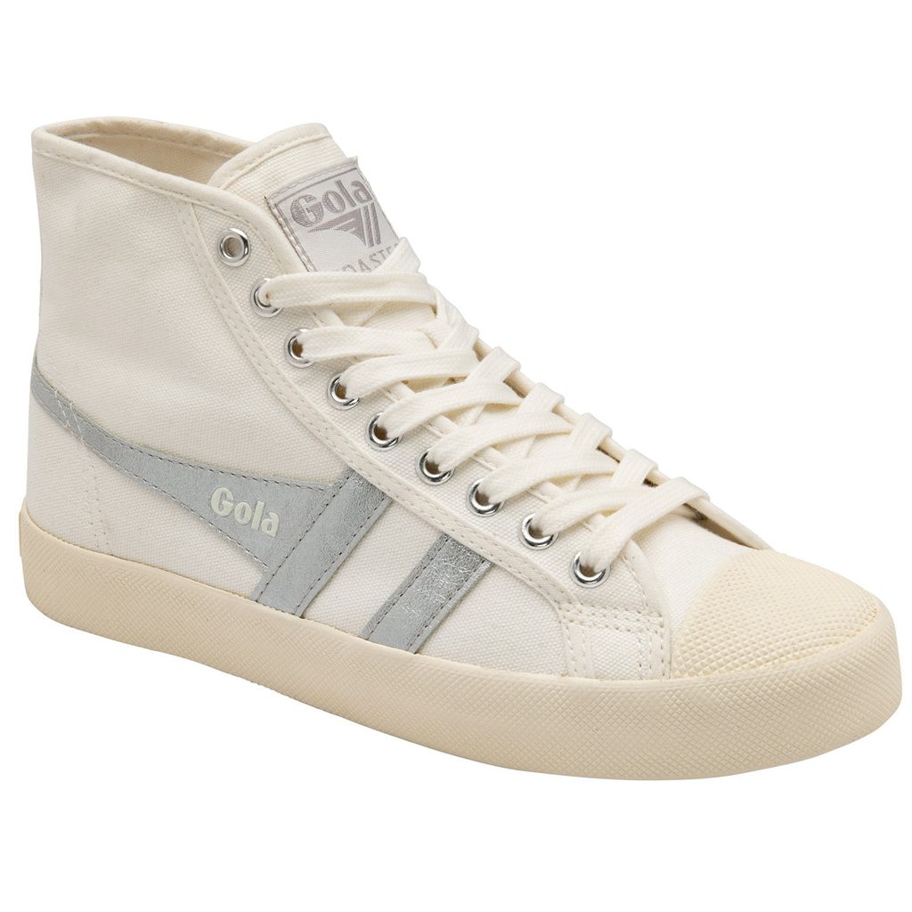 Gola Vegan Classics Coaster Flame High Sneakers Blancos Plateados Mexico | ILT-287054