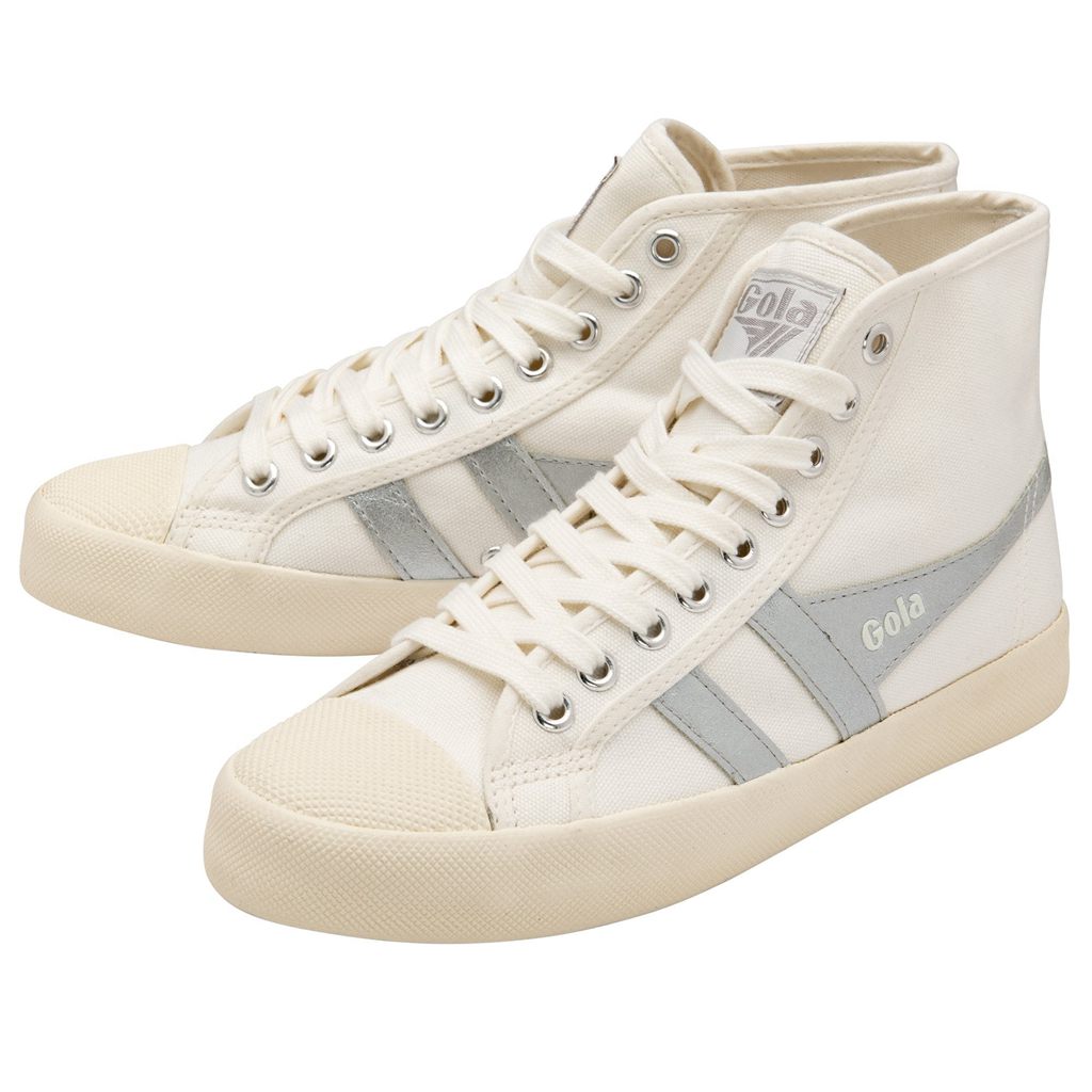 Gola Vegan Classics Coaster Flame High Sneakers Blancos Plateados Mexico | ILT-287054