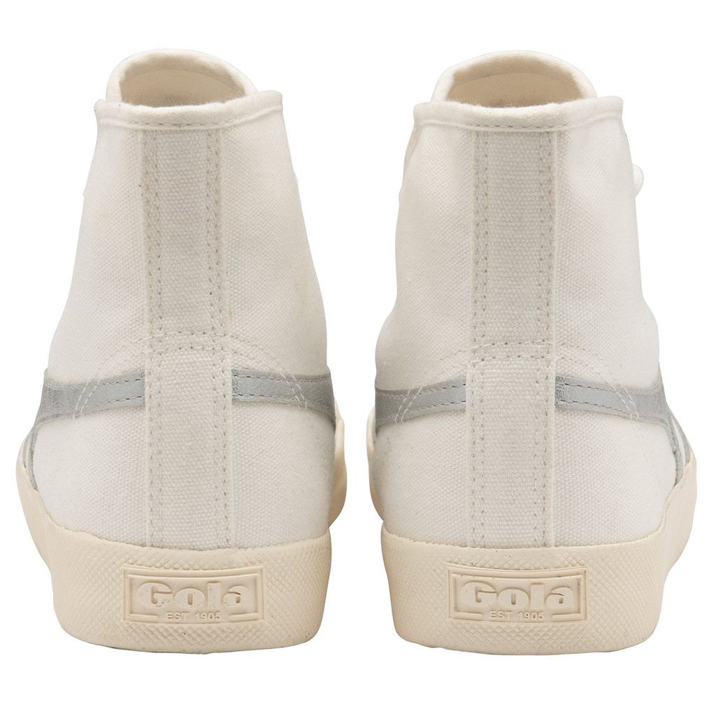Gola Vegan Classics Coaster Flame High Sneakers Blancos Plateados Mexico | ILT-287054