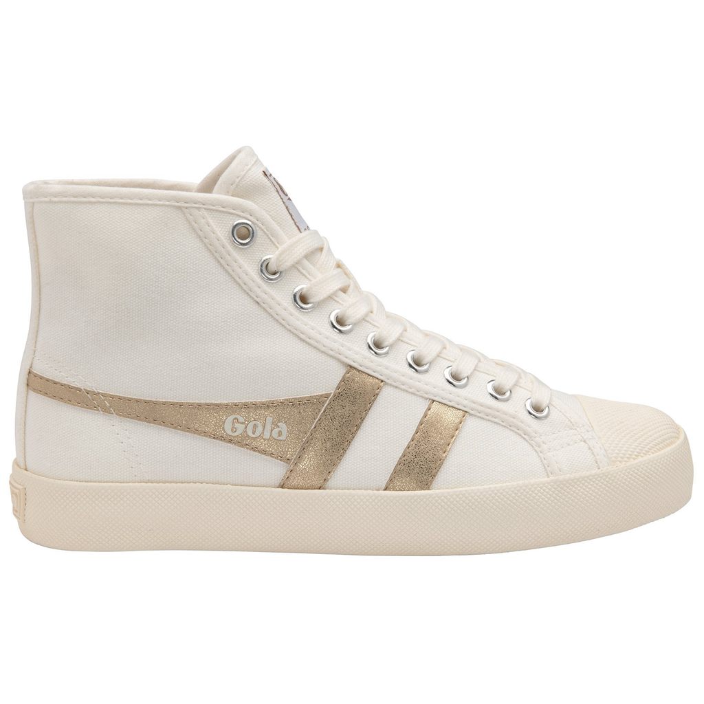 Gola Vegan Classics Coaster Flame High Sneakers Blancos Dorados Mexico | CFB-582476