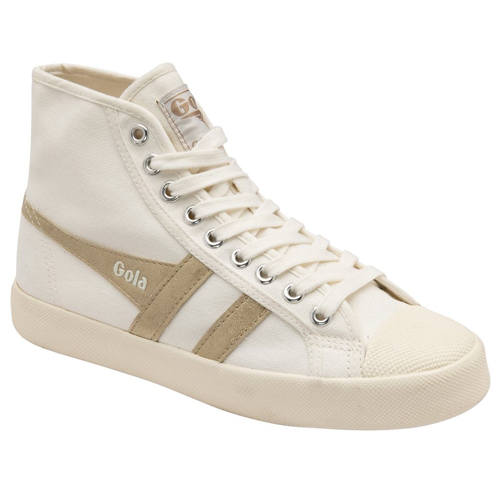 Gola Vegan Classics Coaster Flame High Sneakers Blancos Dorados Mexico | CFB-582476