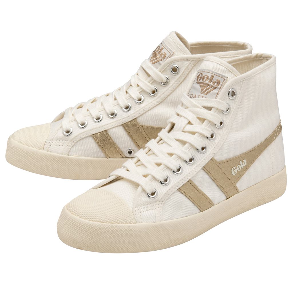 Gola Vegan Classics Coaster Flame High Sneakers Blancos Dorados Mexico | CFB-582476