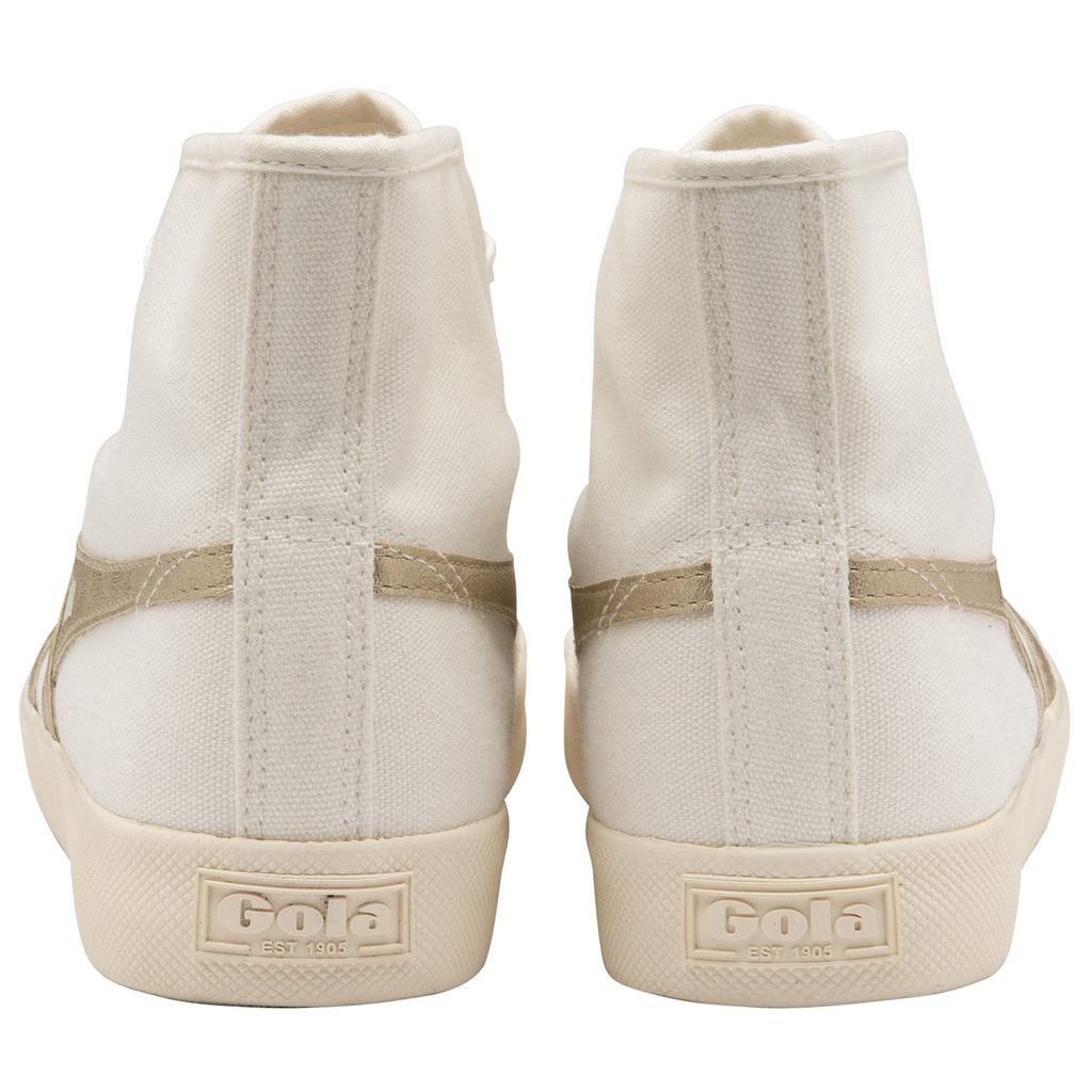 Gola Vegan Classics Coaster Flame High Sneakers Blancos Dorados Mexico | CFB-582476