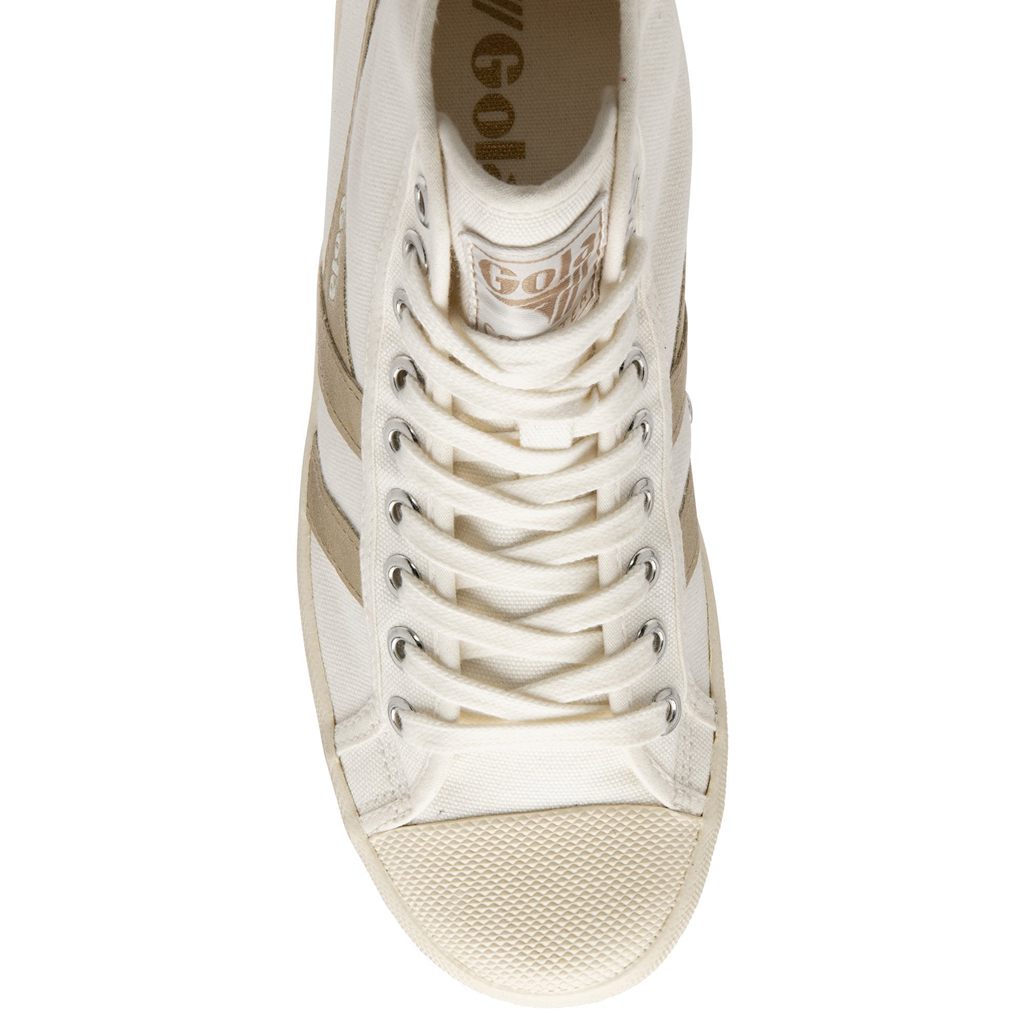 Gola Vegan Classics Coaster Flame High Sneakers Blancos Dorados Mexico | CFB-582476