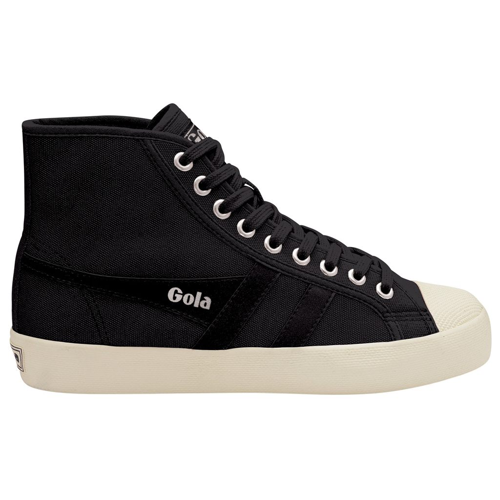 Gola Vegan Classics Coaster High Sneakers Negros Blancos Mexico | KCO-657283