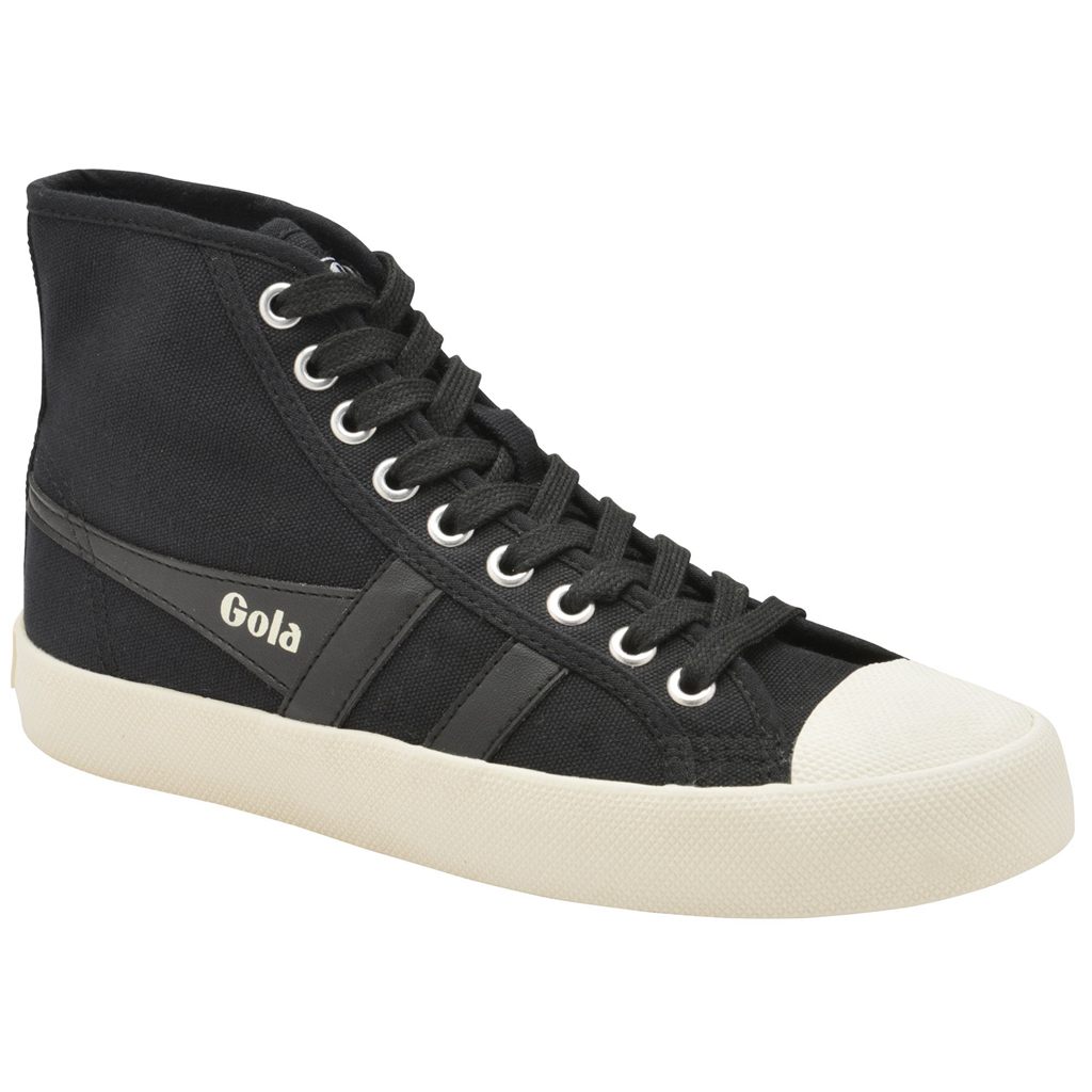 Gola Vegan Classics Coaster High Sneakers Negros Blancos Mexico | KCO-657283