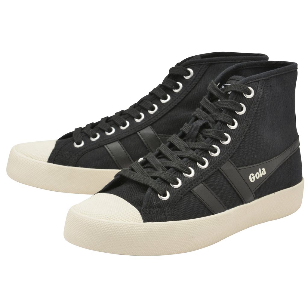 Gola Vegan Classics Coaster High Sneakers Negros Blancos Mexico | KCO-657283