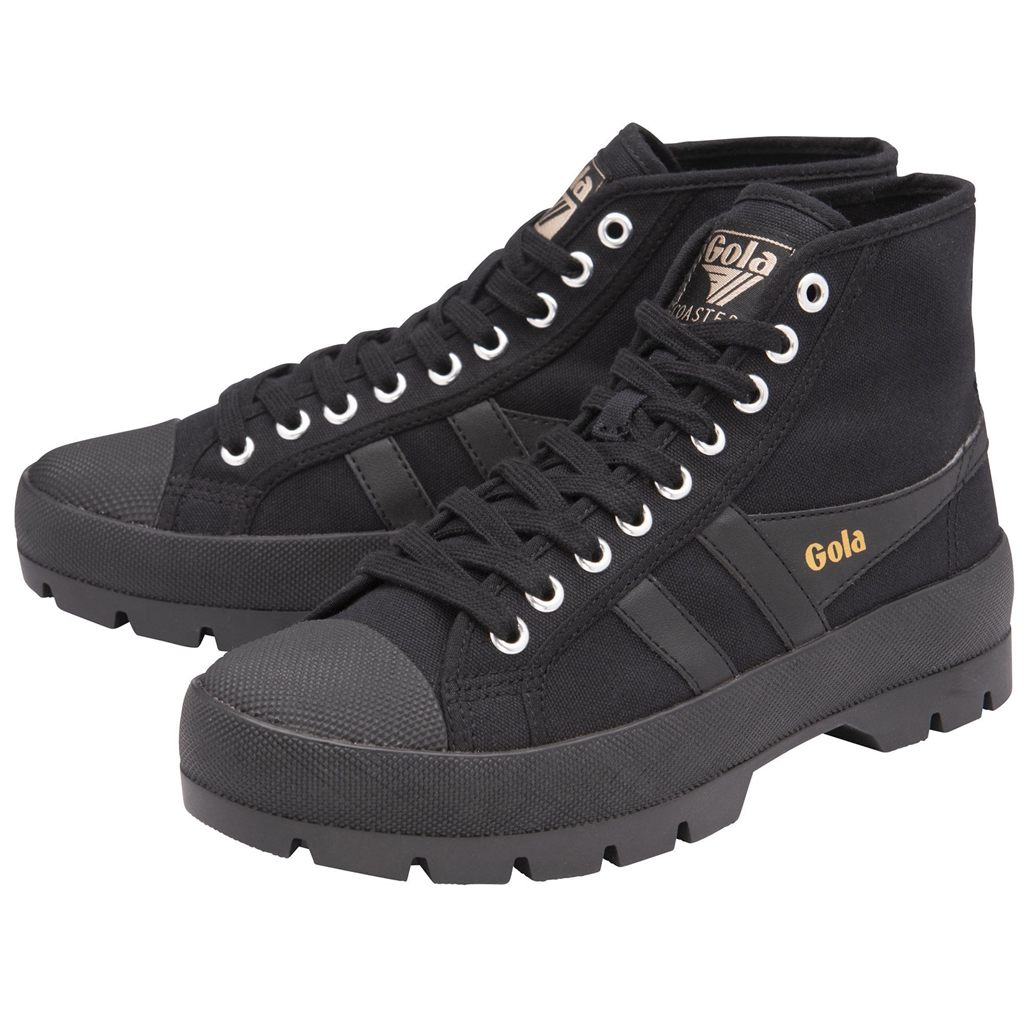 Gola Vegan Classics Coaster Peak High Sneakers Negros Negros Negros Mexico | VZY-736918