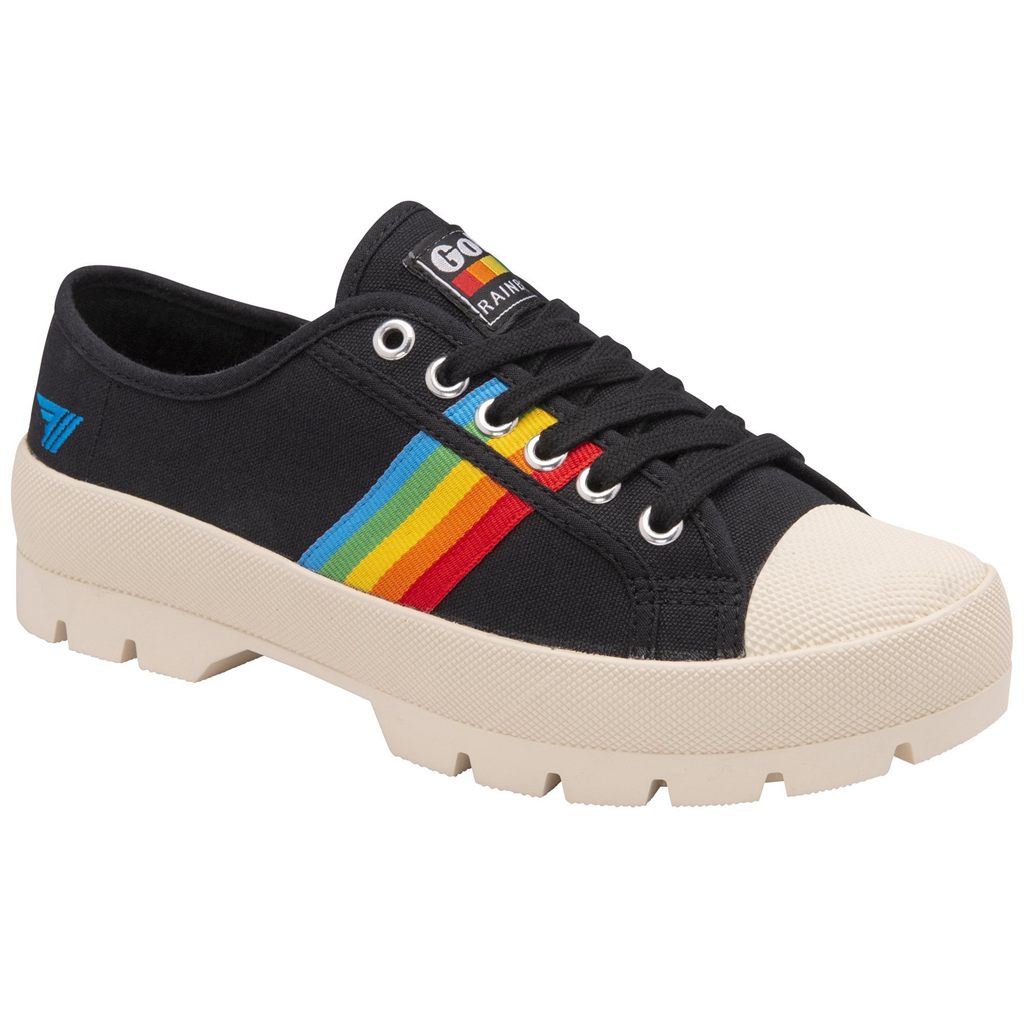 Gola Vegan Classics Coaster Peak Rainbow Shoes Negros Mexico | YKG-027316