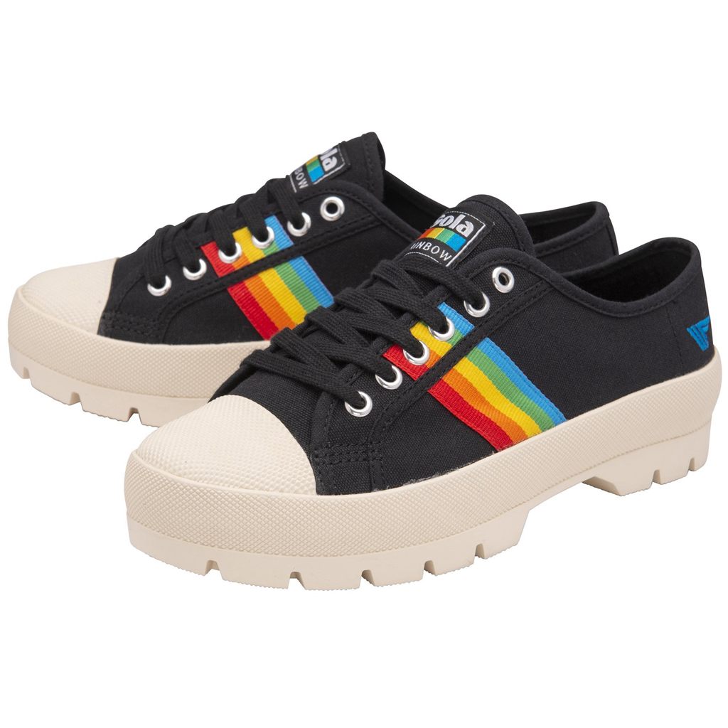 Gola Vegan Classics Coaster Peak Rainbow Shoes Negros Mexico | YKG-027316