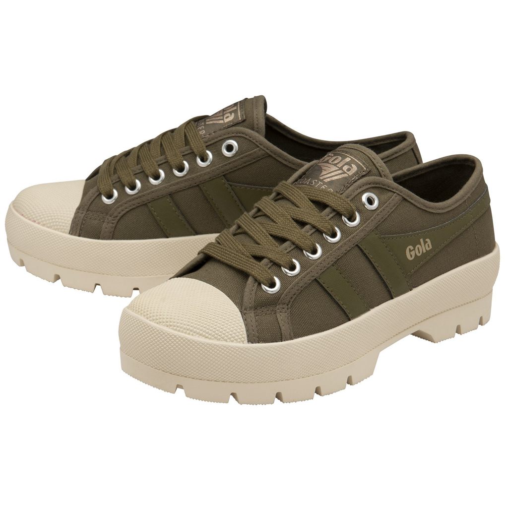 Gola Vegan Classics Coaster Peak Sneakers Kaki Kaki Blancos Mexico | VCM-379184