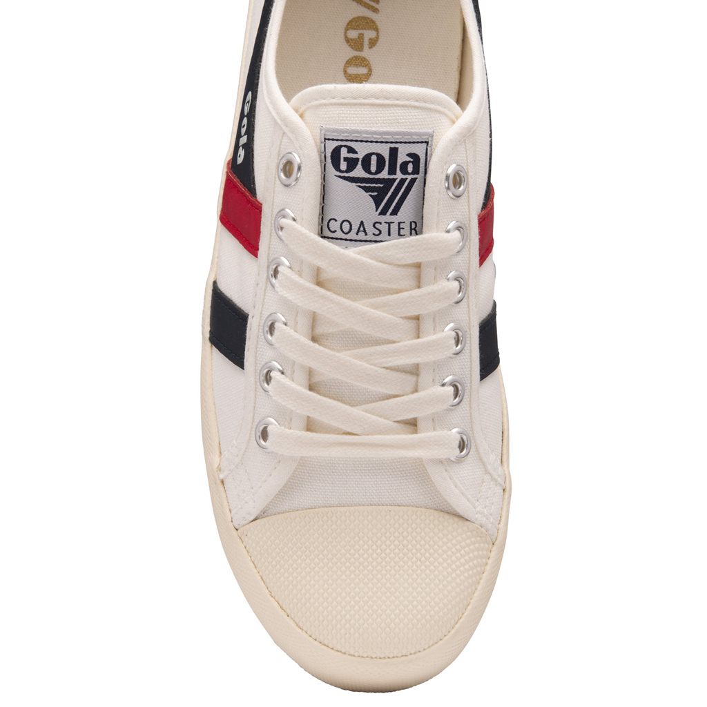 Gola Vegan Classics Coaster Shoes Blancos Azul Marino Rojos Mexico | EQZ-215039