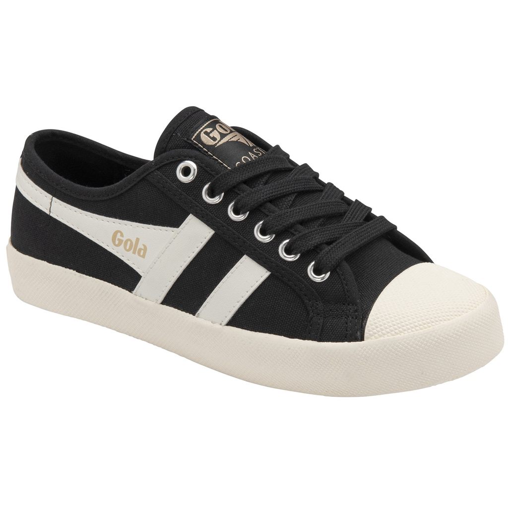 Gola Vegan Classics Coaster Shoes Negros Blancos Dorados Mexico | HGE-291086