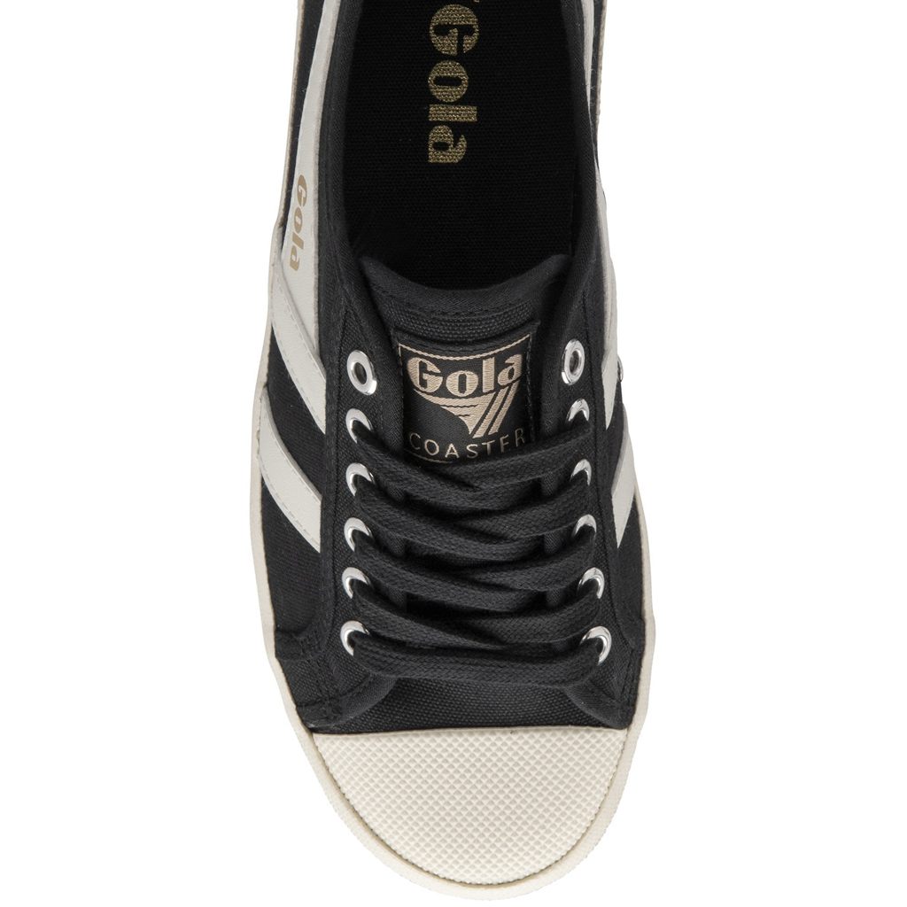 Gola Vegan Classics Coaster Shoes Negros Blancos Dorados Mexico | HGE-291086