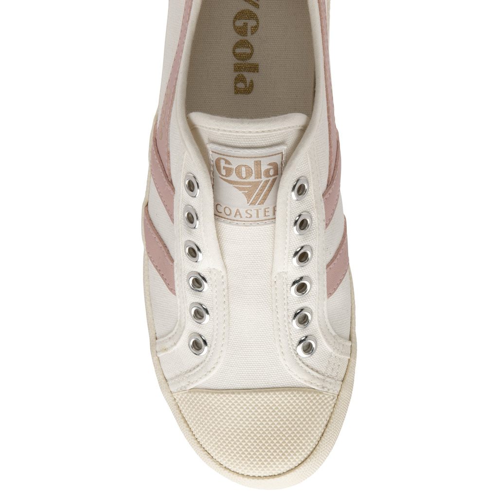 Gola Vegan Classics Coaster Slip Shoes Blancos Rosas Mexico | DFL-012786