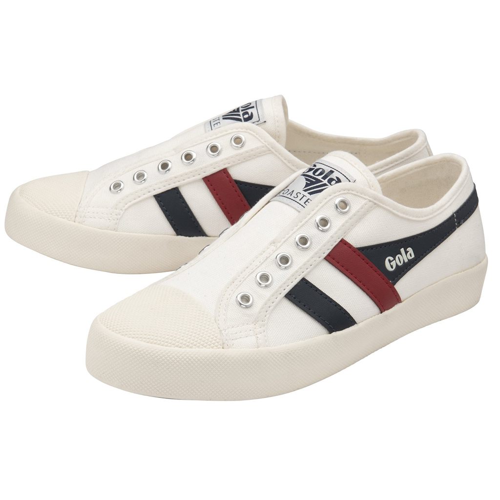 Gola Vegan Classics Coaster Slip Shoes Blancos Azul Marino Rojos Mexico | UGY-923174