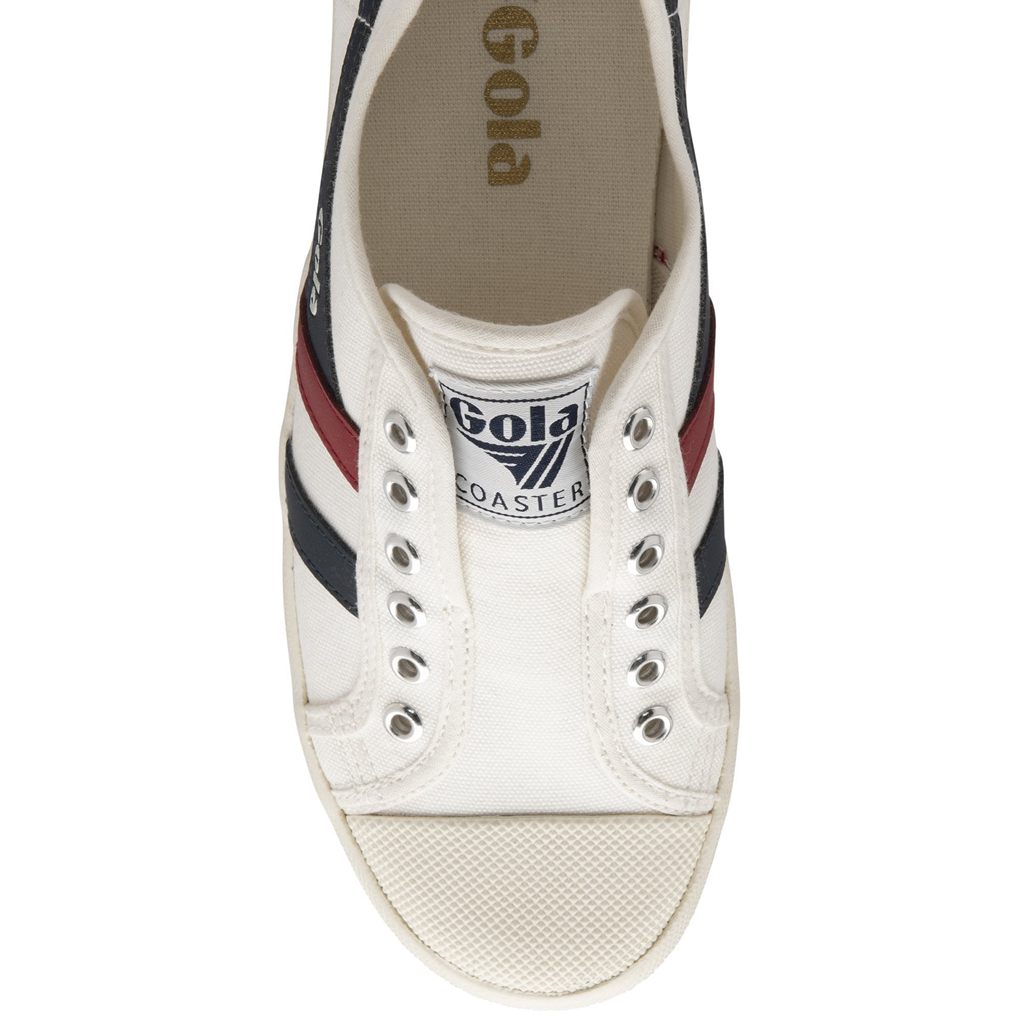 Gola Vegan Classics Coaster Slip Shoes Blancos Azul Marino Rojos Mexico | UGY-923174