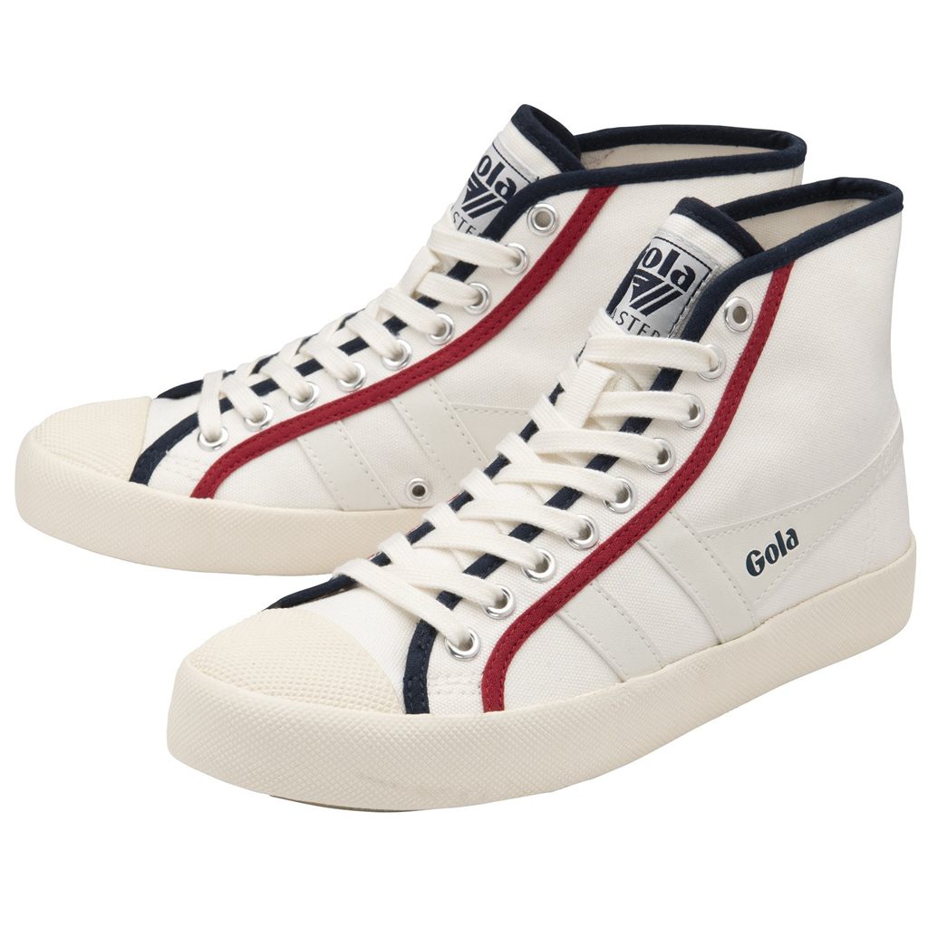 Gola Vegan Classics Coaster Smash High Shoes Blancos Azul Marino Rojos Oscuro Mexico | HGE-637201
